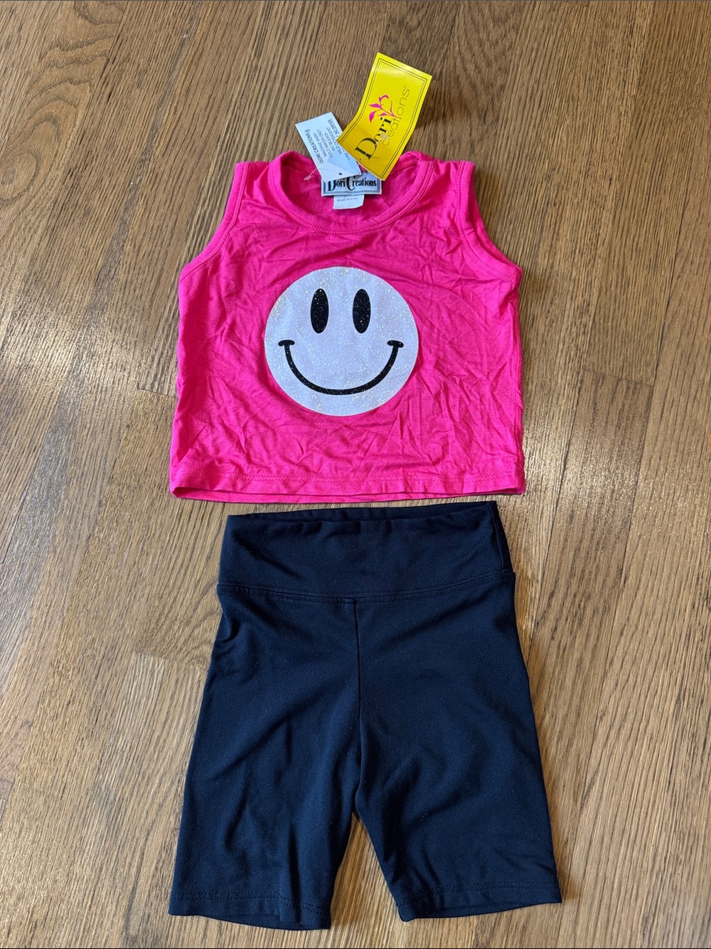 Dori Creations & Pixielane Girls 3T Pink Smiley Tank w/ Black Short Set NWT